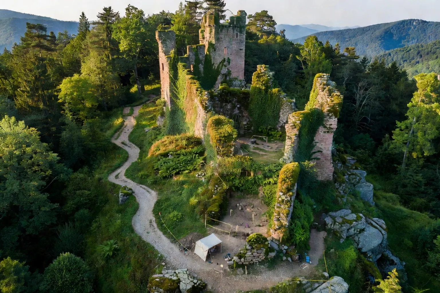 Ruines d’un château alsacien, patrimoine fortifié vosgien