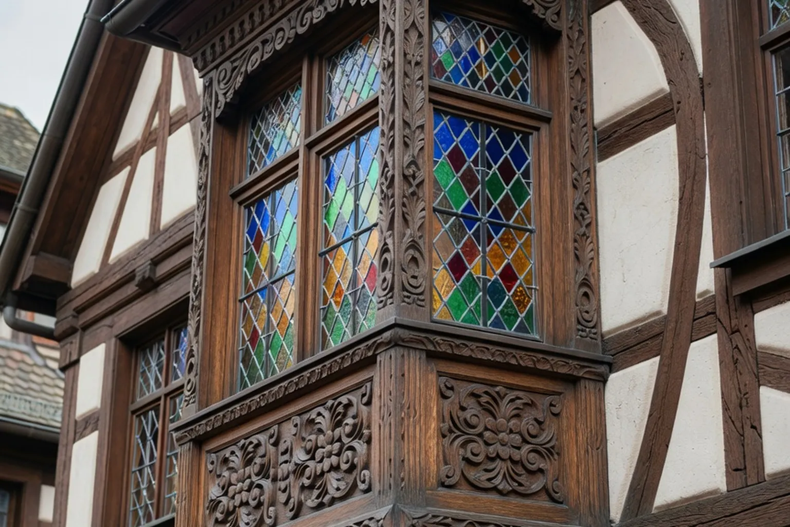 Oriel d’angle typique d’une maison bourgeoise alsacienne