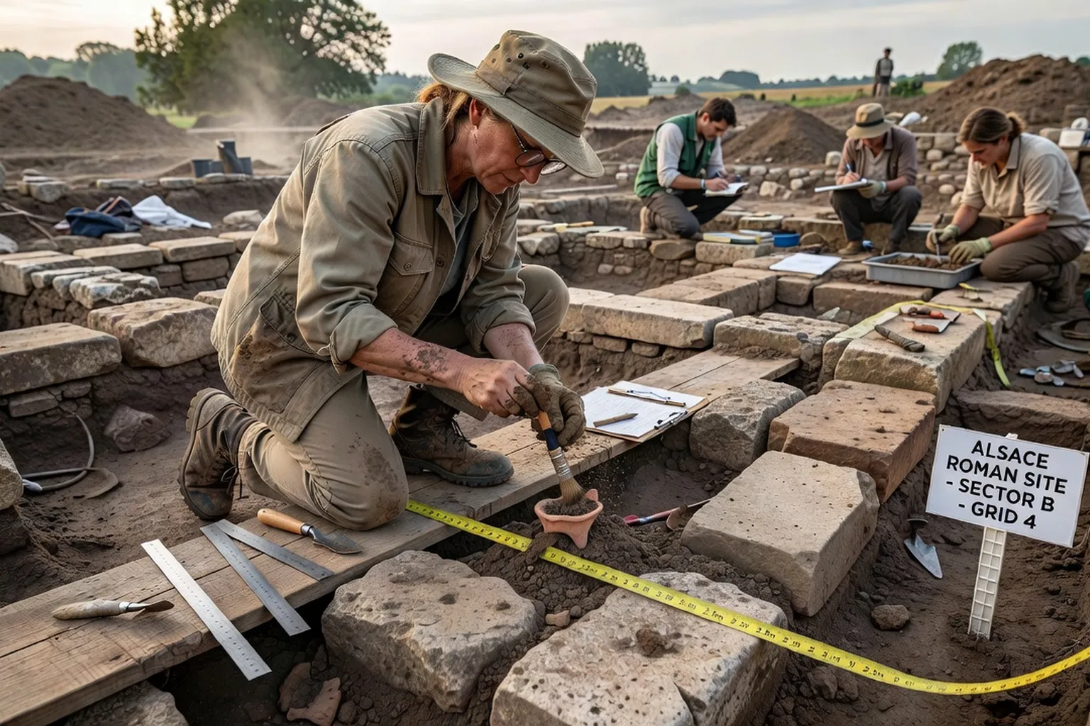 Fouilles archéologiques d’un site romain en Alsace