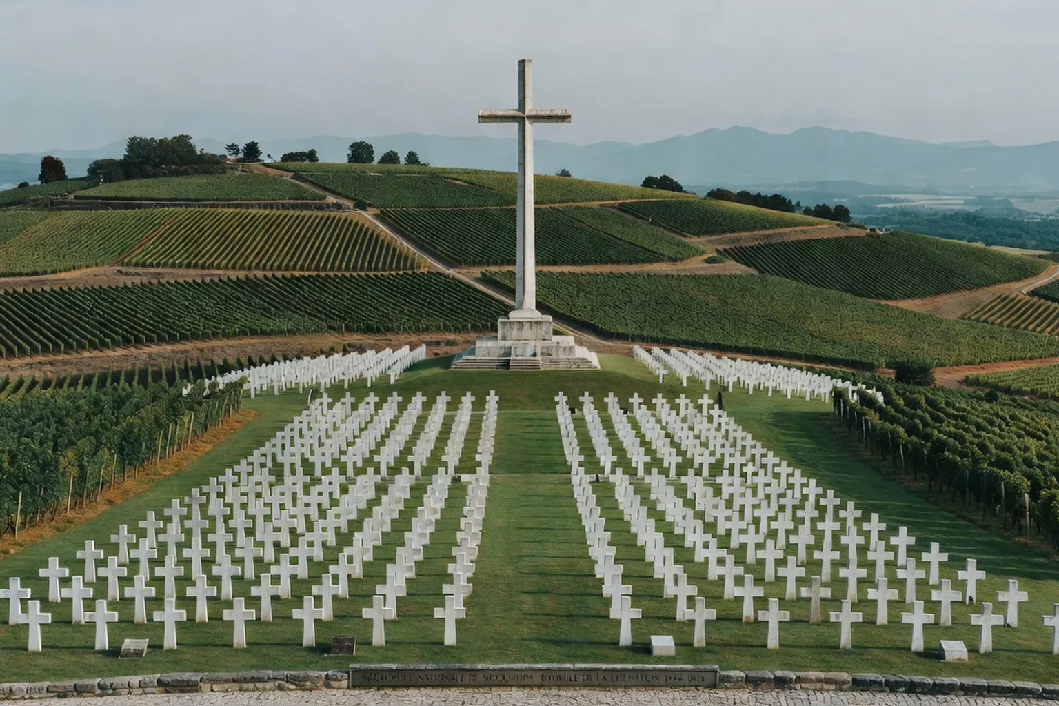 Nécropole nationale de Sigolsheim avec la croix de la colline