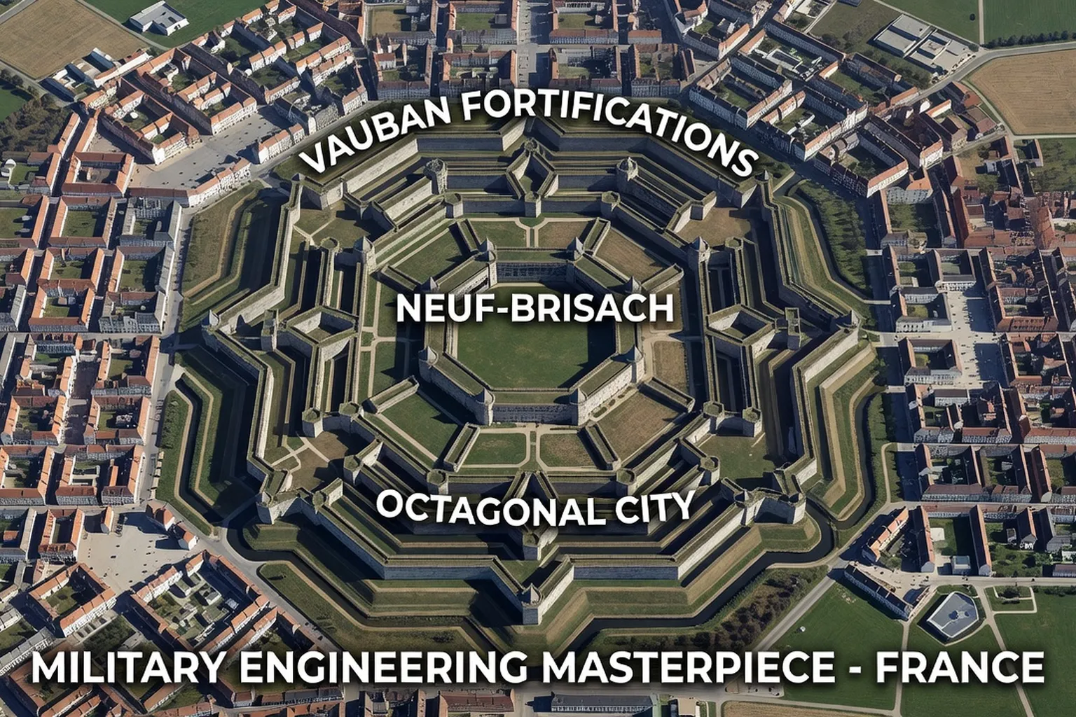 Vue aérienne du plan géométrique de Neuf-Brisach