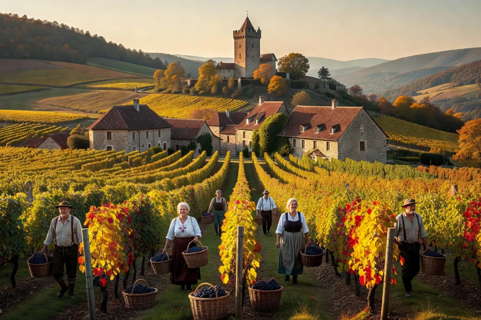 Vendanges en Alsace, patrimoine viticole sur le piémont vosgien