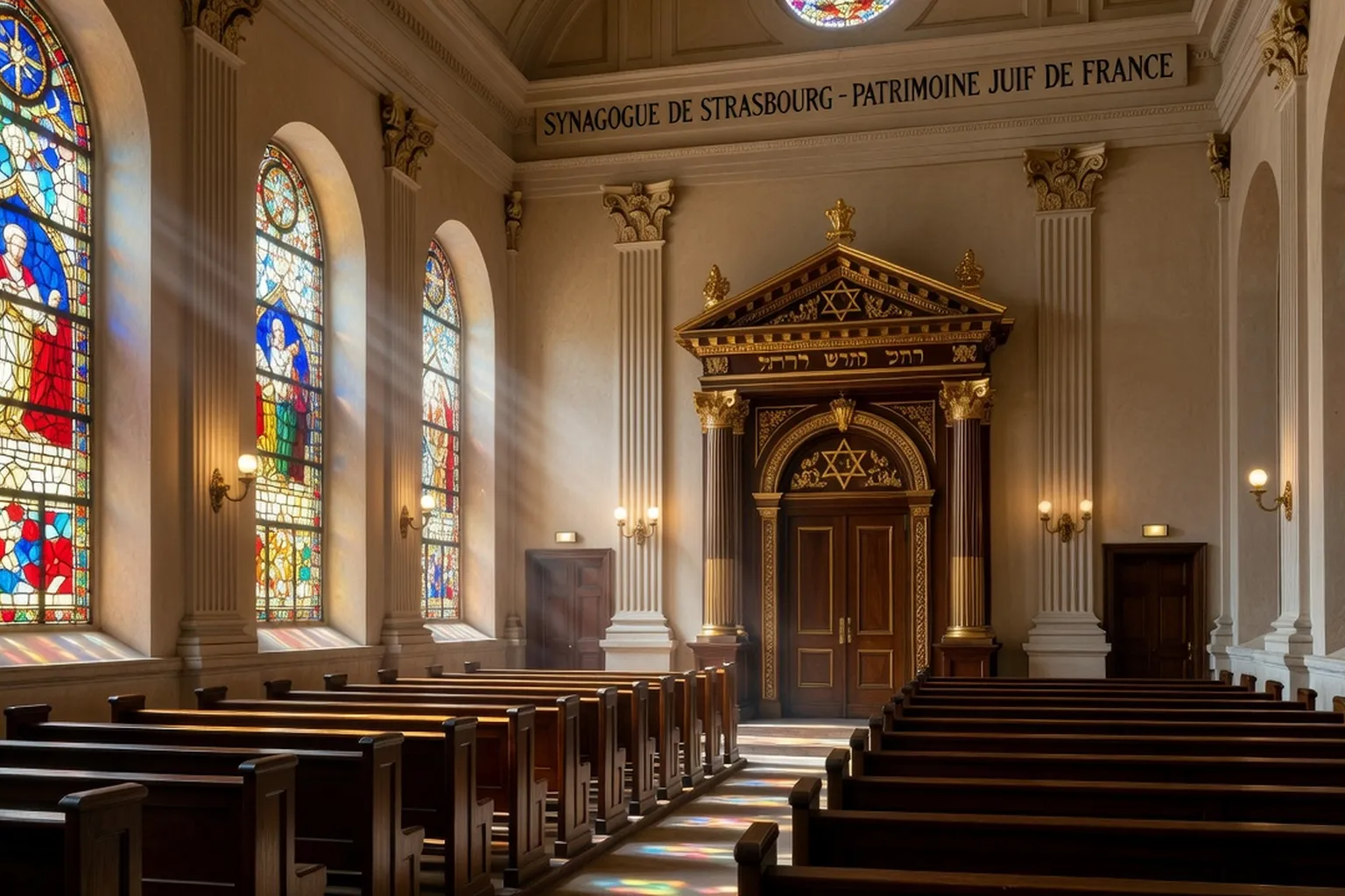 Intérieur d’une synagogue alsacienne néoclassique